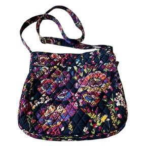 Vera Bradley Triple Zip Hipster Crossbody Bag Midnight Wildflowers (Retired)